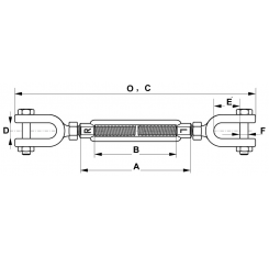 Turnbuckle with Jaw & Jaw – US Style – Galvanised