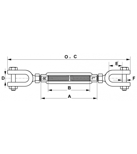 Turnbuckle with Jaw & Jaw – US Style – Galvanised