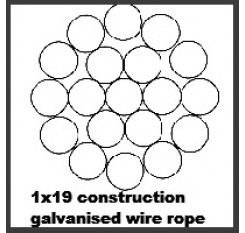 8mm 1x19 Galvanized Wire Rope (1m Length)