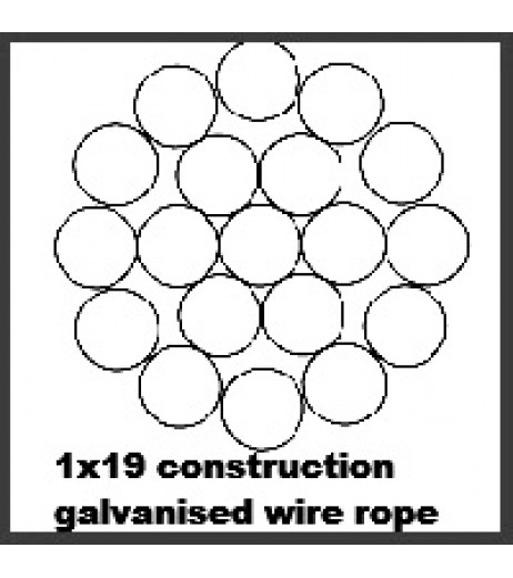 19mm 1x19 Galvanized Wire Rope (1m Length)