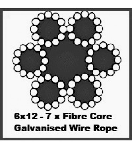 6mm 6x12 Galvanized Wire Rope (1m Length)