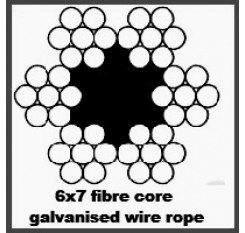 2mm 6x7 Galvanised Wire Rope - Fibre Core