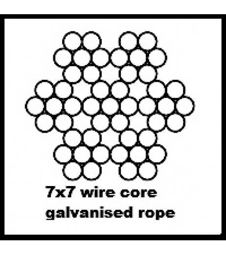 10mm 7x7 Galvanised Wire Rope - Wire Core