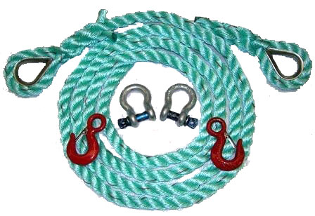 Extra Long 20m Recovery Strap Tow Rope & Two Shackles 8T