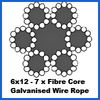 6x12 fibre core galvanized steel wire rope